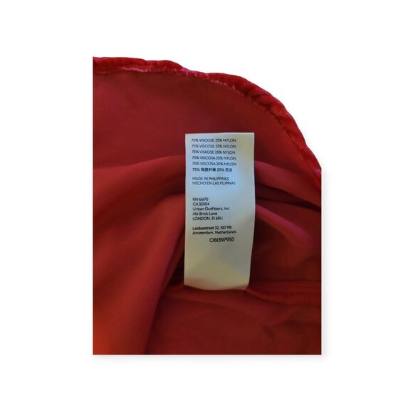 Anthropologie Pilcro Mara Cherry Red Velvet Button Down Top Size Small - Picture 10 of 11